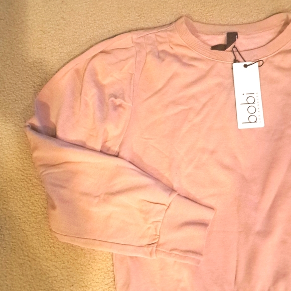 Womens NEW BOBI LA Pleated Shoulder Top L - Picture 2 of 10